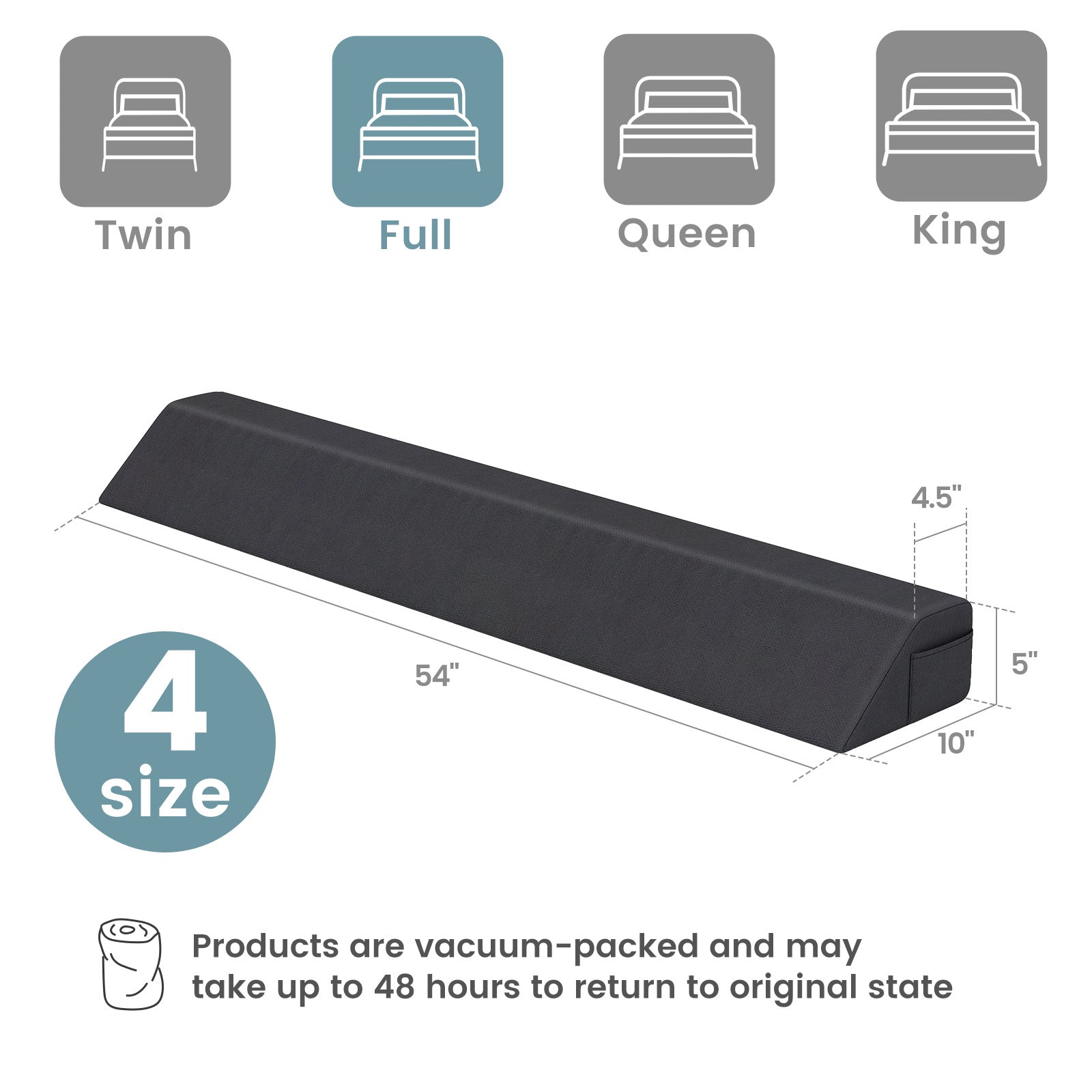 Bed Wedge Pillow with Storage Bag