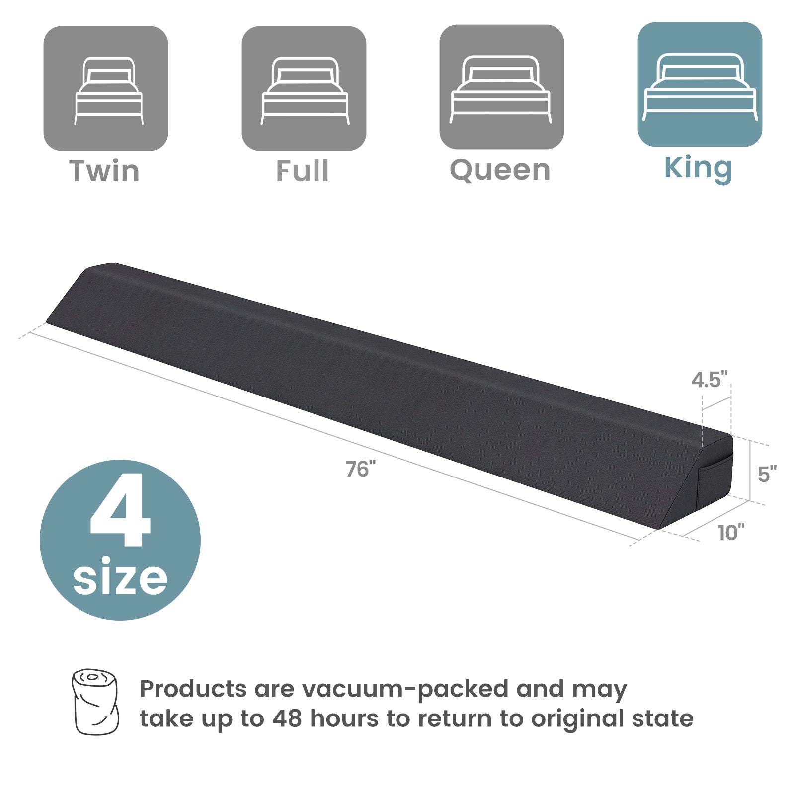 Bed Wedge Pillow with Storage Bag