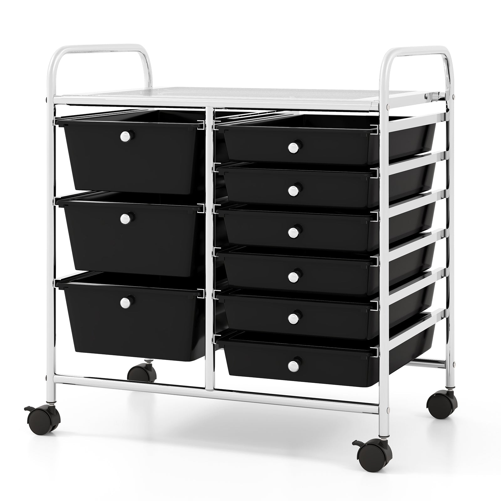 9-Drawer Rolling Storage Cart with Colorful Drawers and Metal Frame