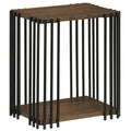 Rubber Wood Side Table with 2-Layer Storage Shelves and Metal Frame-Walnut
