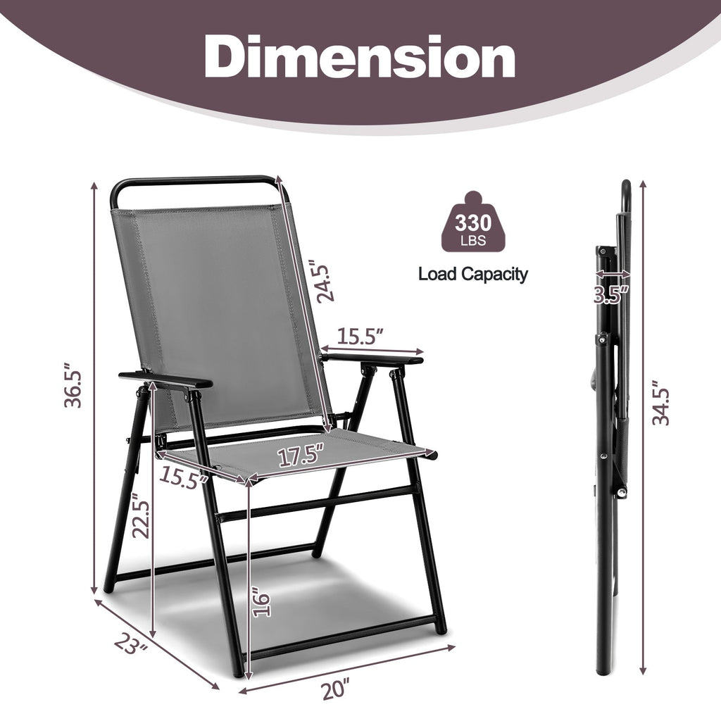 Outdoor Folding Sling Chairs with Armrest and Backrest