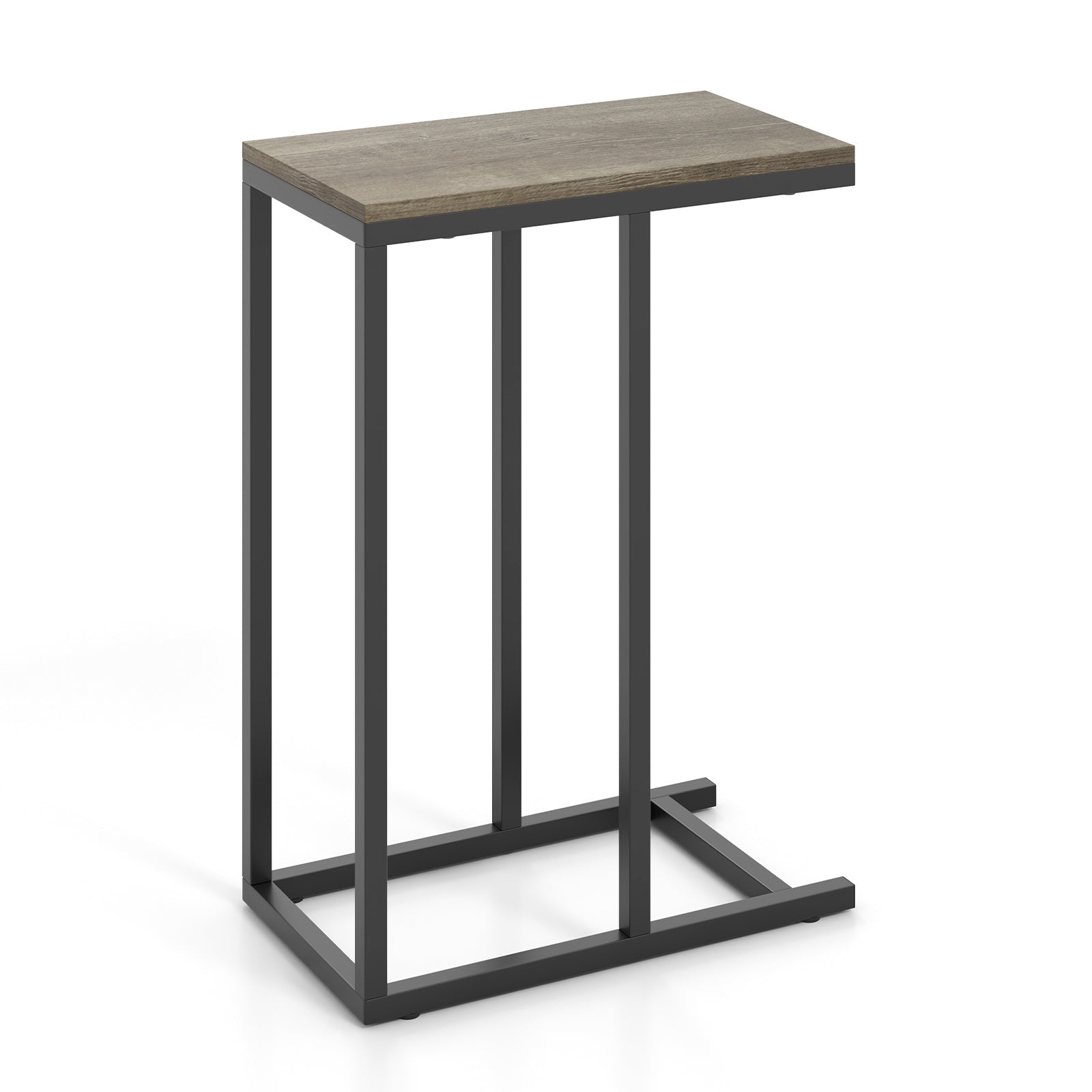 C-shaped Side Table with Heavy-duty Metal Frame