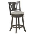 26.5 Inch Swivel Bar Stool with Backrest Soft Cushioned Seat and Footrest Gray