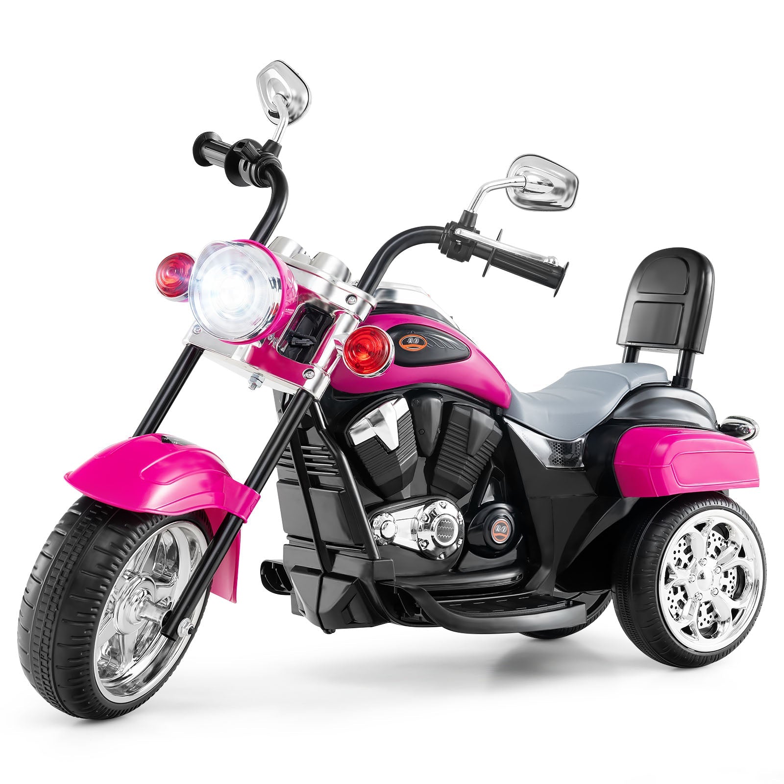 6V Powered Toddler 3-Wheel Motorbike Ride On Toy with Horn and Headlight-Black and White