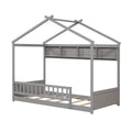 Twin Size House Bed with Storage Shelf and Headboard