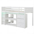 Twin Size Loft Bed with LED Lights and Underbed Space for Kids