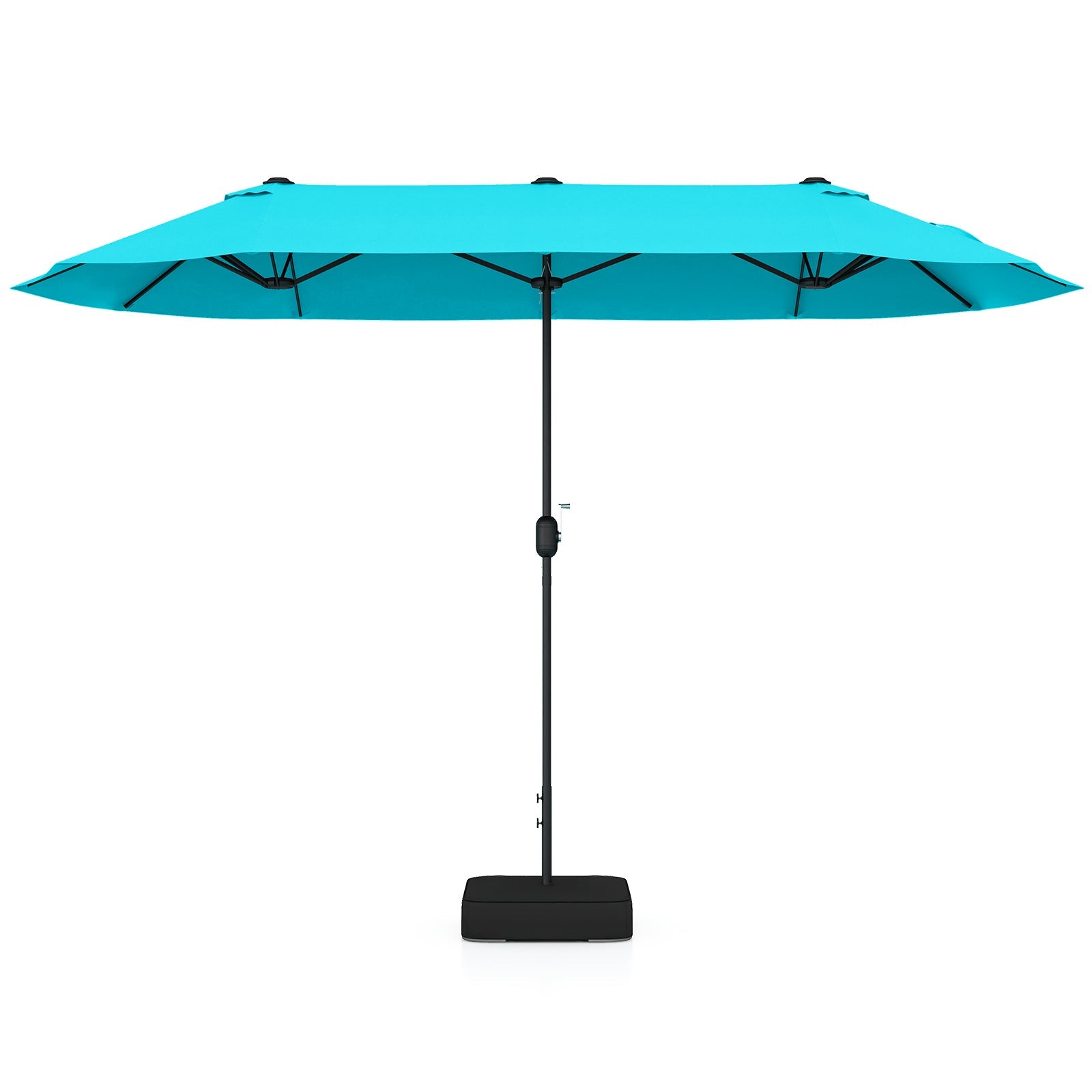 13FT Double-sided Patio Twin Table Umbrella with Crank Handle-Tan