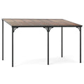 Wall-Mounted Patio Gazebo Large Outdoor Hardtop Pergola with Sloped Polycarbonate Roof-Black