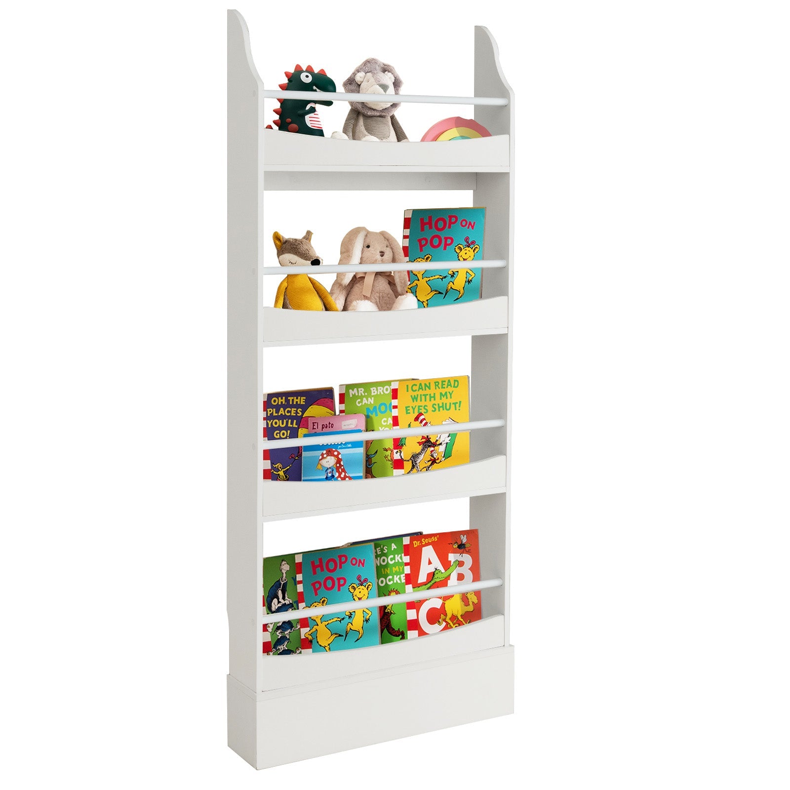 4-Tier Bookshelf with 2 Anti-Tipping Kits for Books and Magazines