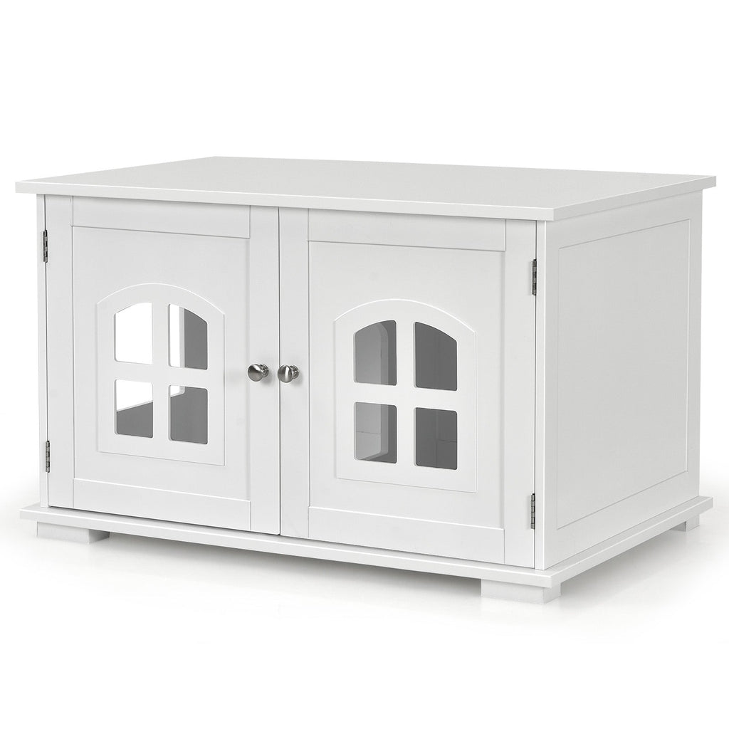 Large Wooden Cat Litter Box Enclosure Hidden Cat Washroom with Divider