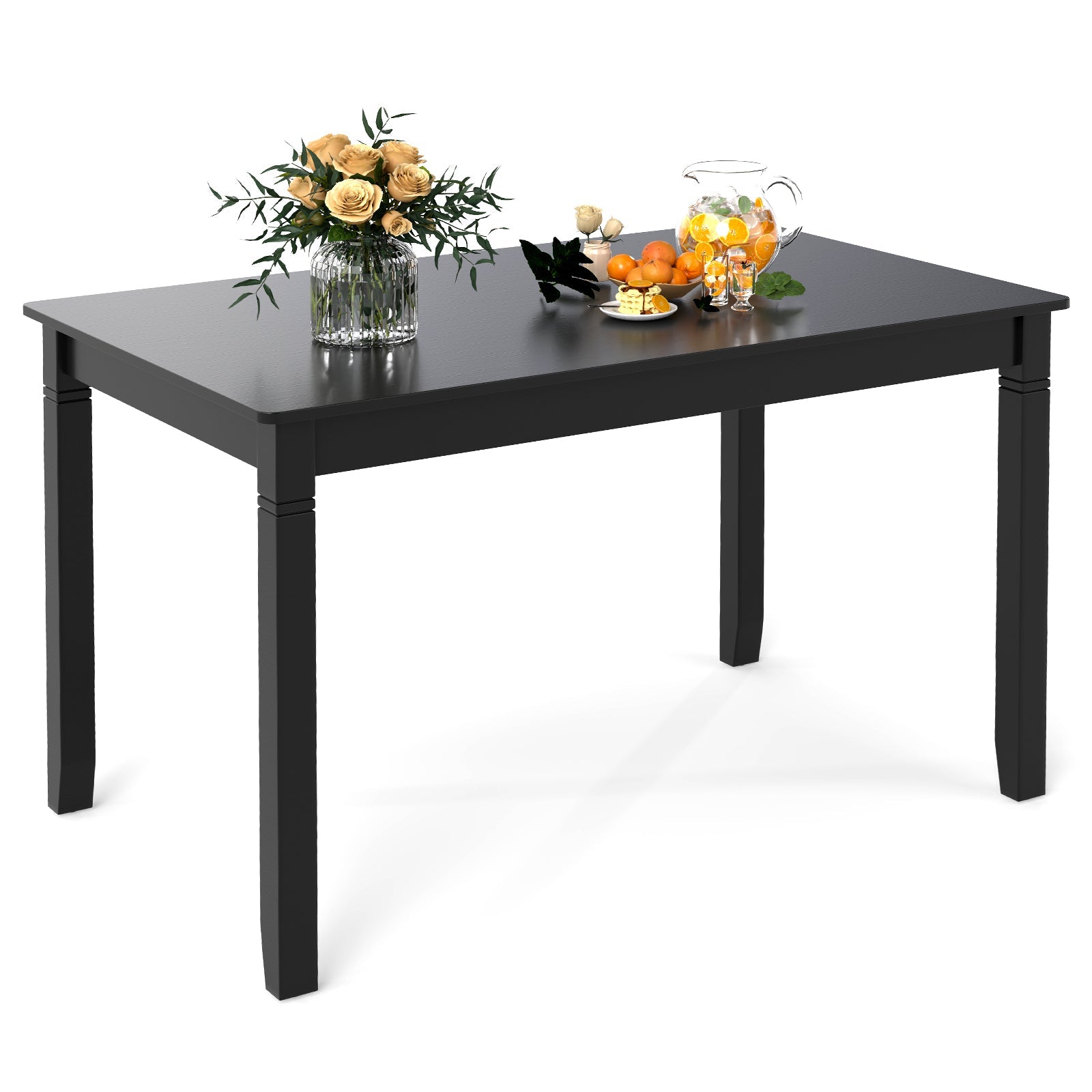 48-Inch Wooden Dining Table for 4 People Rectangular Kitchen Table with Rubber Wood Legs
