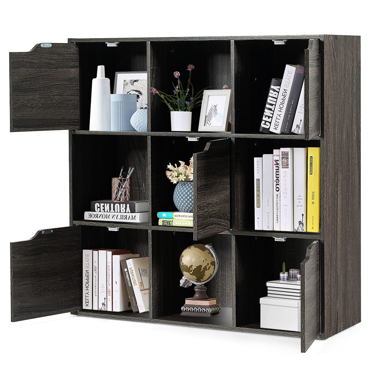 9-Cube Wooden Freestanding Bookcase for Home and Office