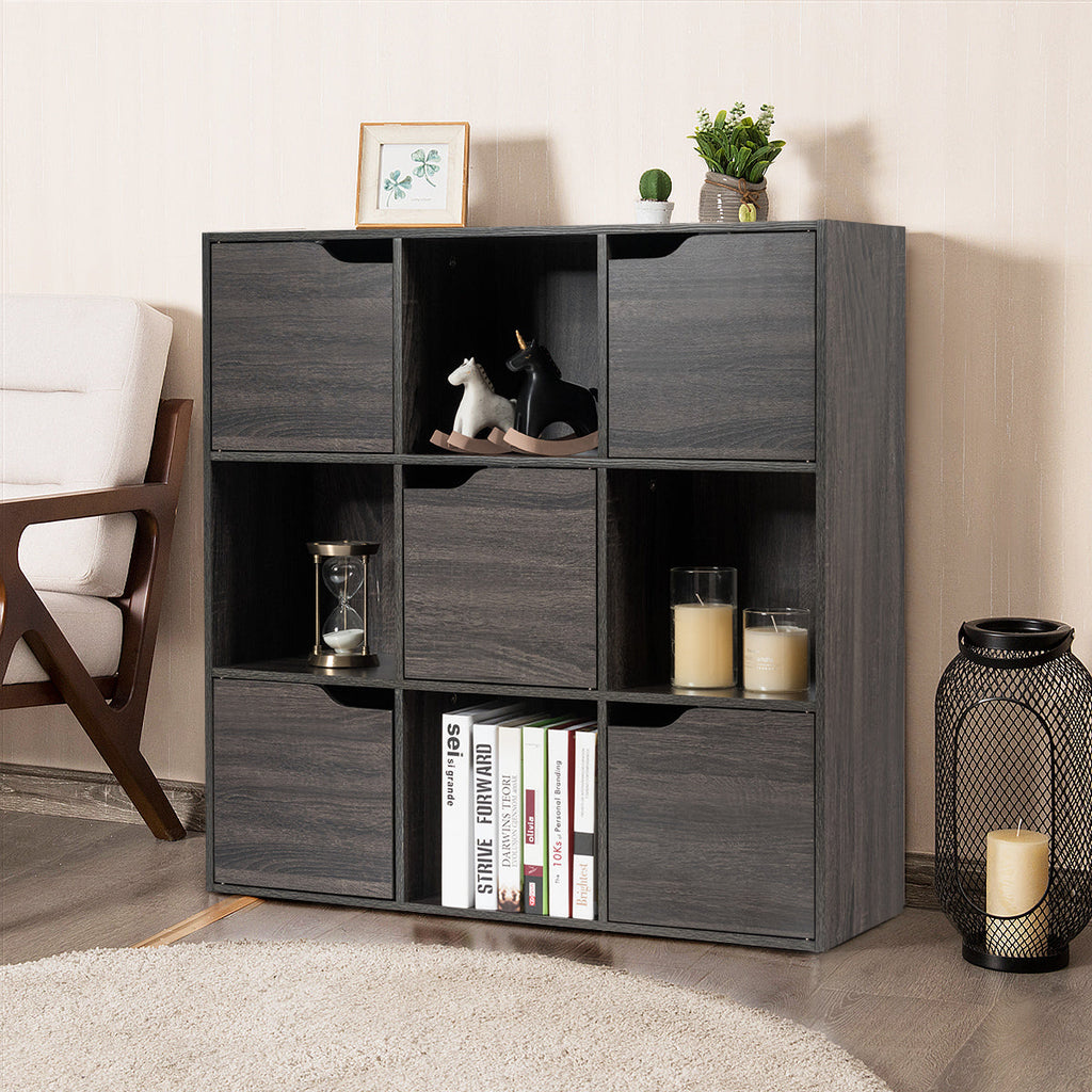 9-Cube Wooden Freestanding Bookcase for Home and Office
