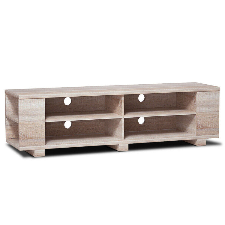 59 Inch Console Storage Entertainment Media Wood TV Stand-Walnut