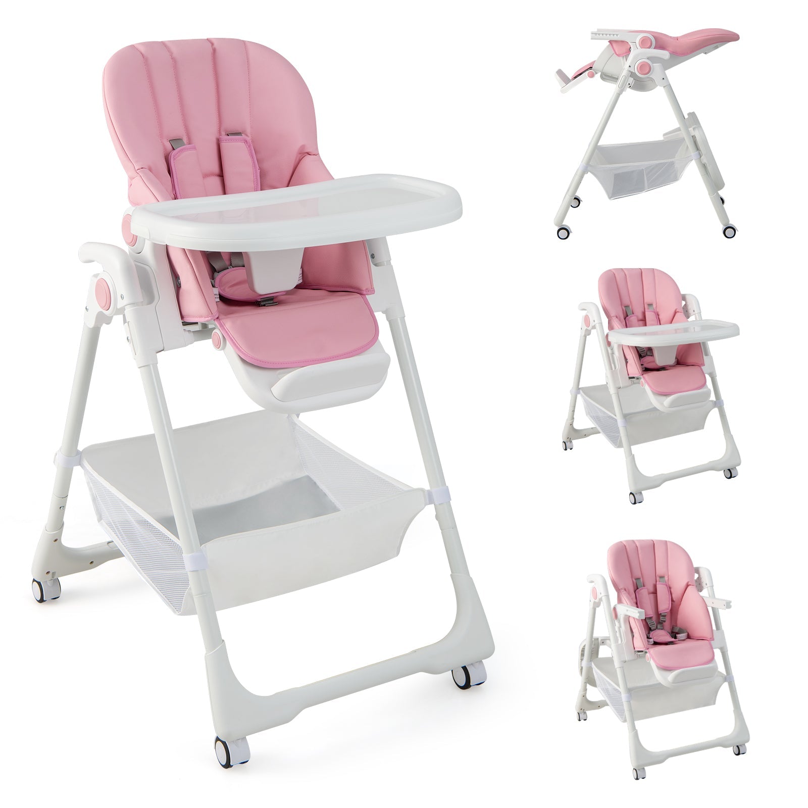 Convertible Infant Dining Chair with 5 Backrest and 3 Footrest Positions