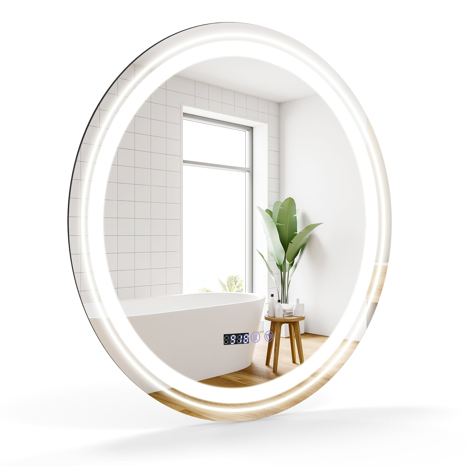 Anti-Fog Round Led Bathroom Mirror with 3 Color LED Lights