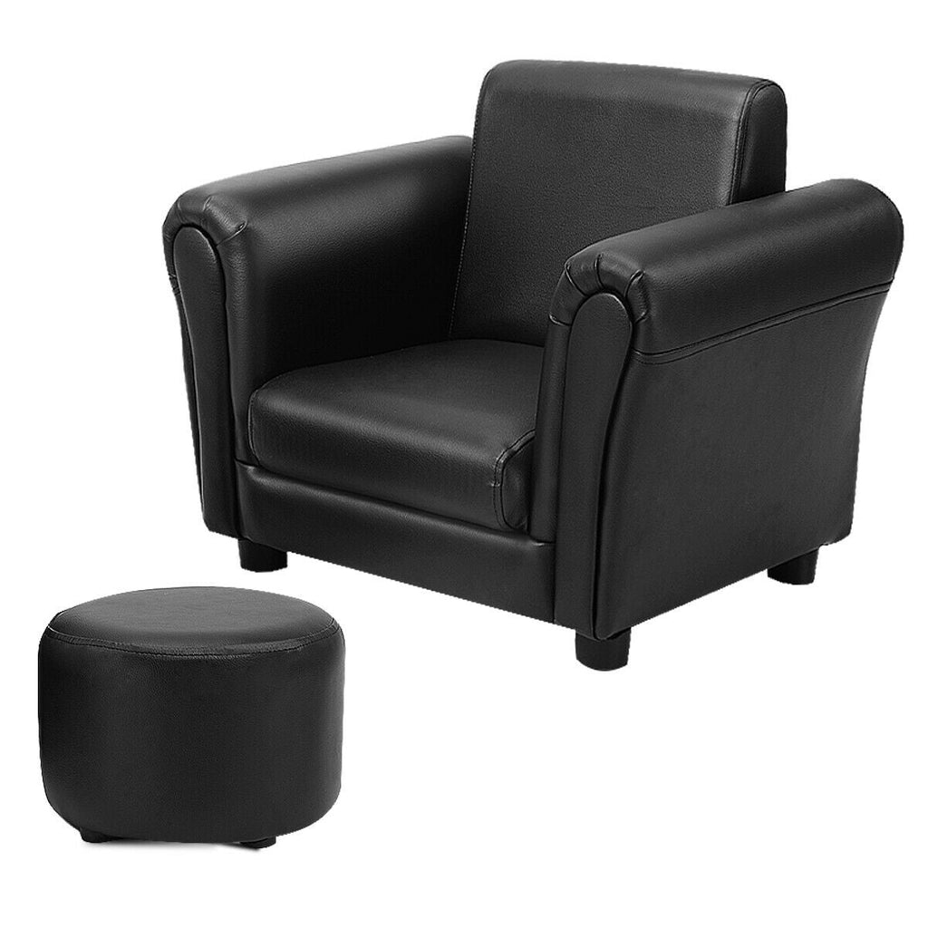 Kids Single Armrest Couch Sofa with Ottoman