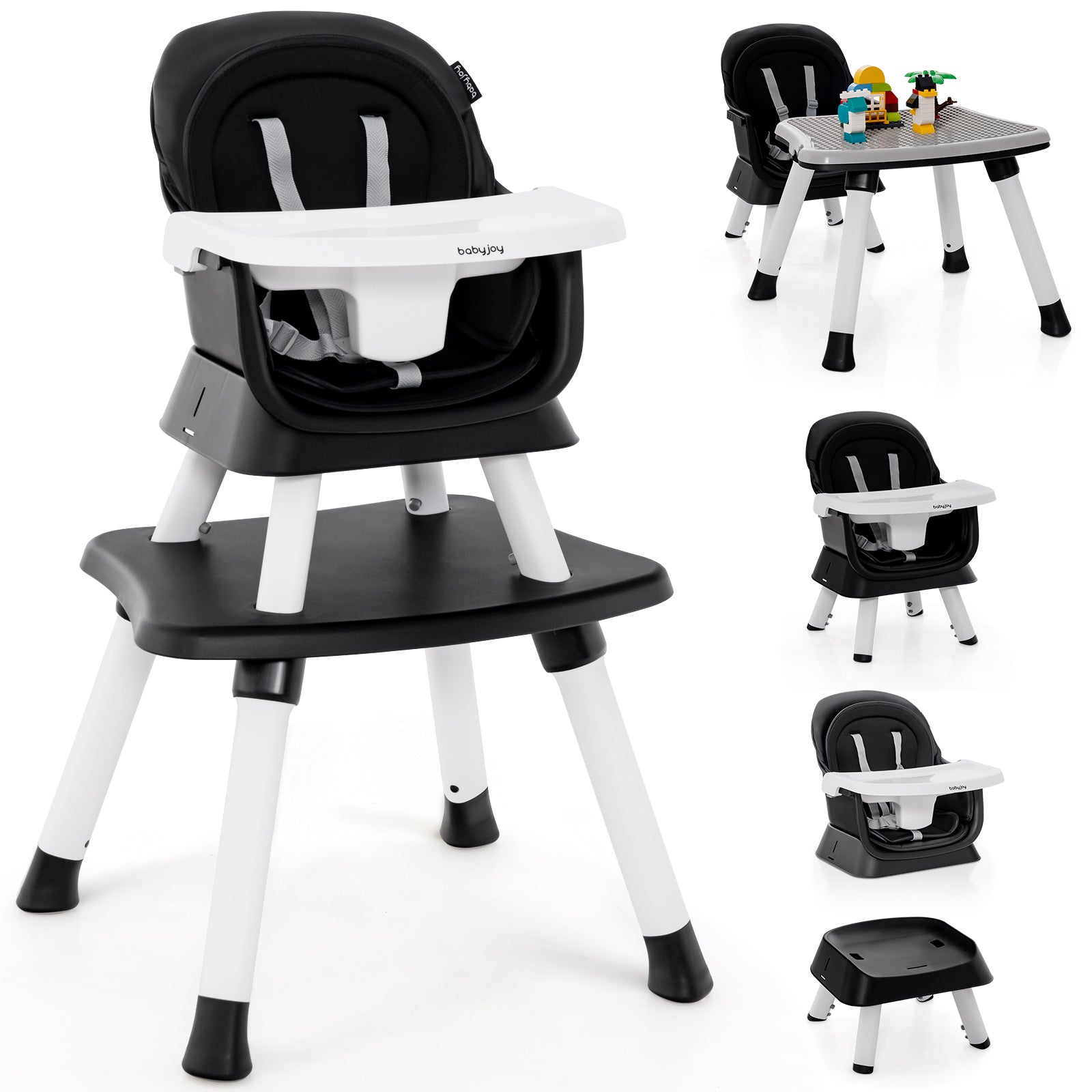 6-in-1 Convertible Baby High Chair with Adjustable Removable Tray