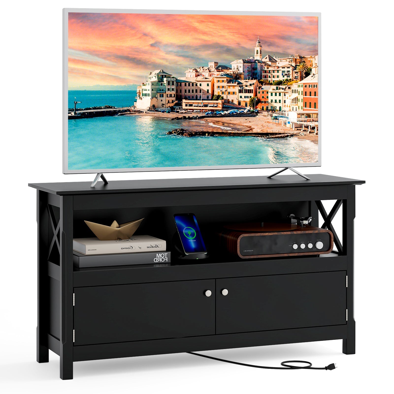 44 Inch Wooden Storage Cabinet TV Stand