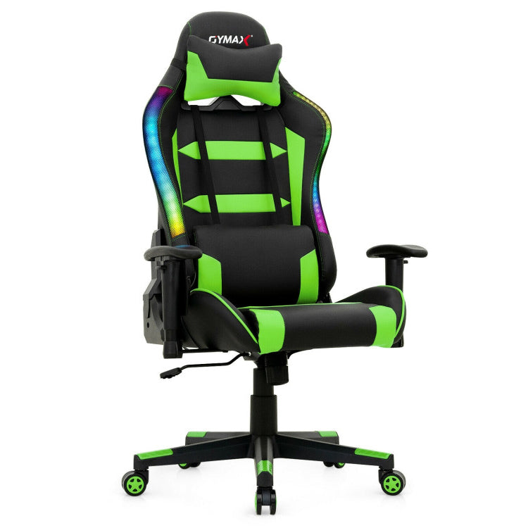 Adjustable Swivel Gaming Chair with LED Lights and Remote