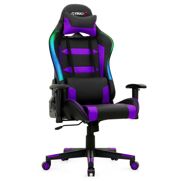 Adjustable Swivel Gaming Chair with LED Lights and Remote