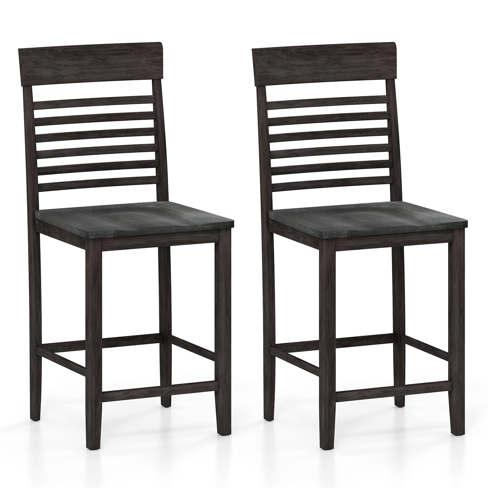 Dining Chair Set of 2 with Footrests and Solid Wood Frame