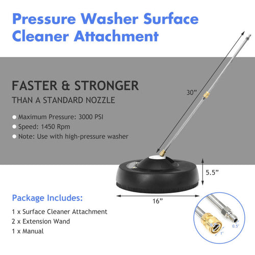 16" Pressure Washer with 2 Nozzles & Quick-Connect Wands