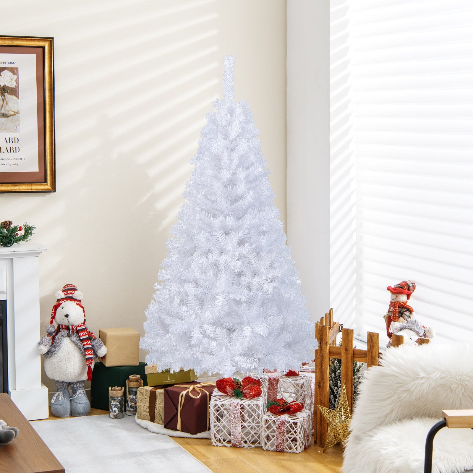 8 ft White Artificial PVC Christmas Tree with Stand