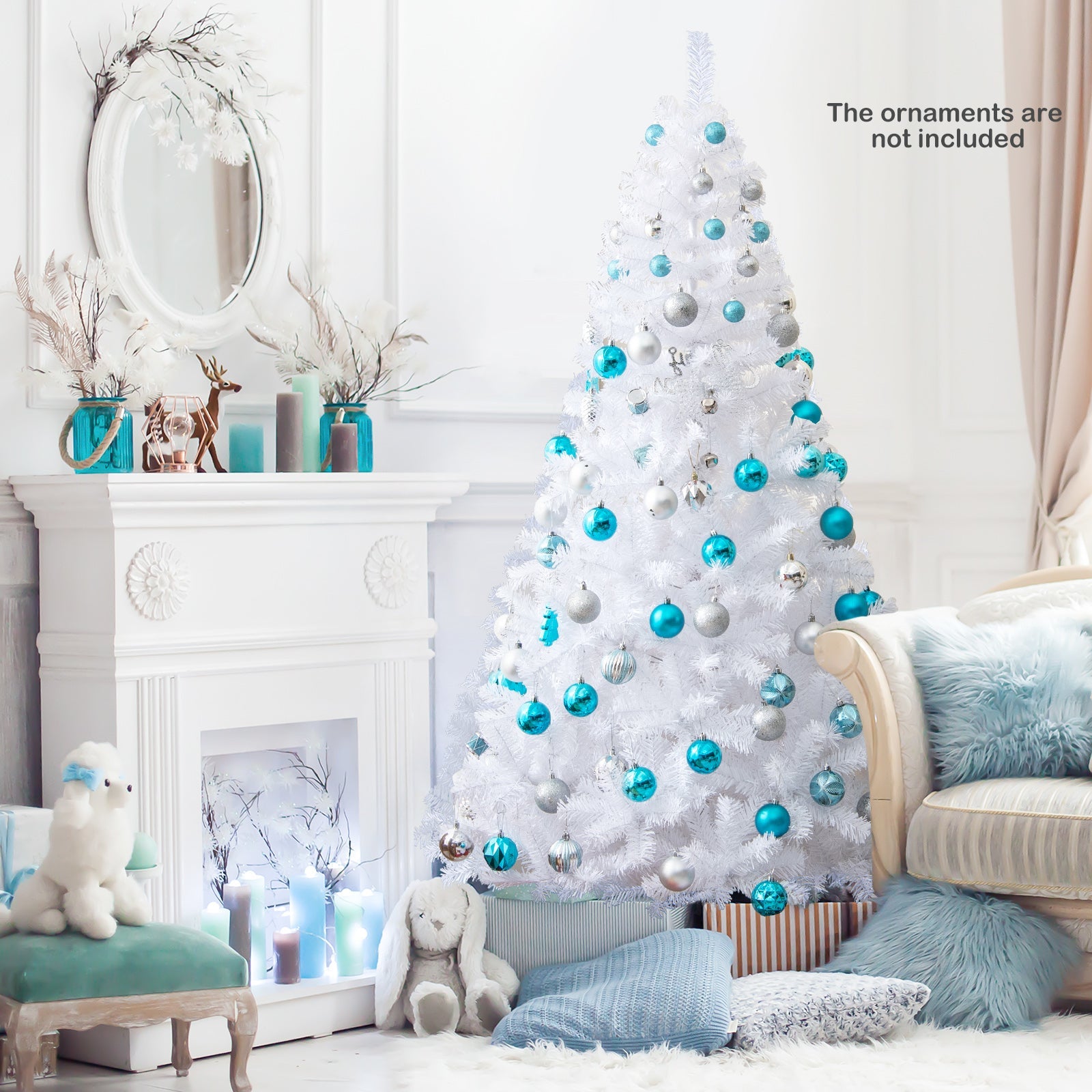 8 ft White Artificial PVC Christmas Tree with Stand