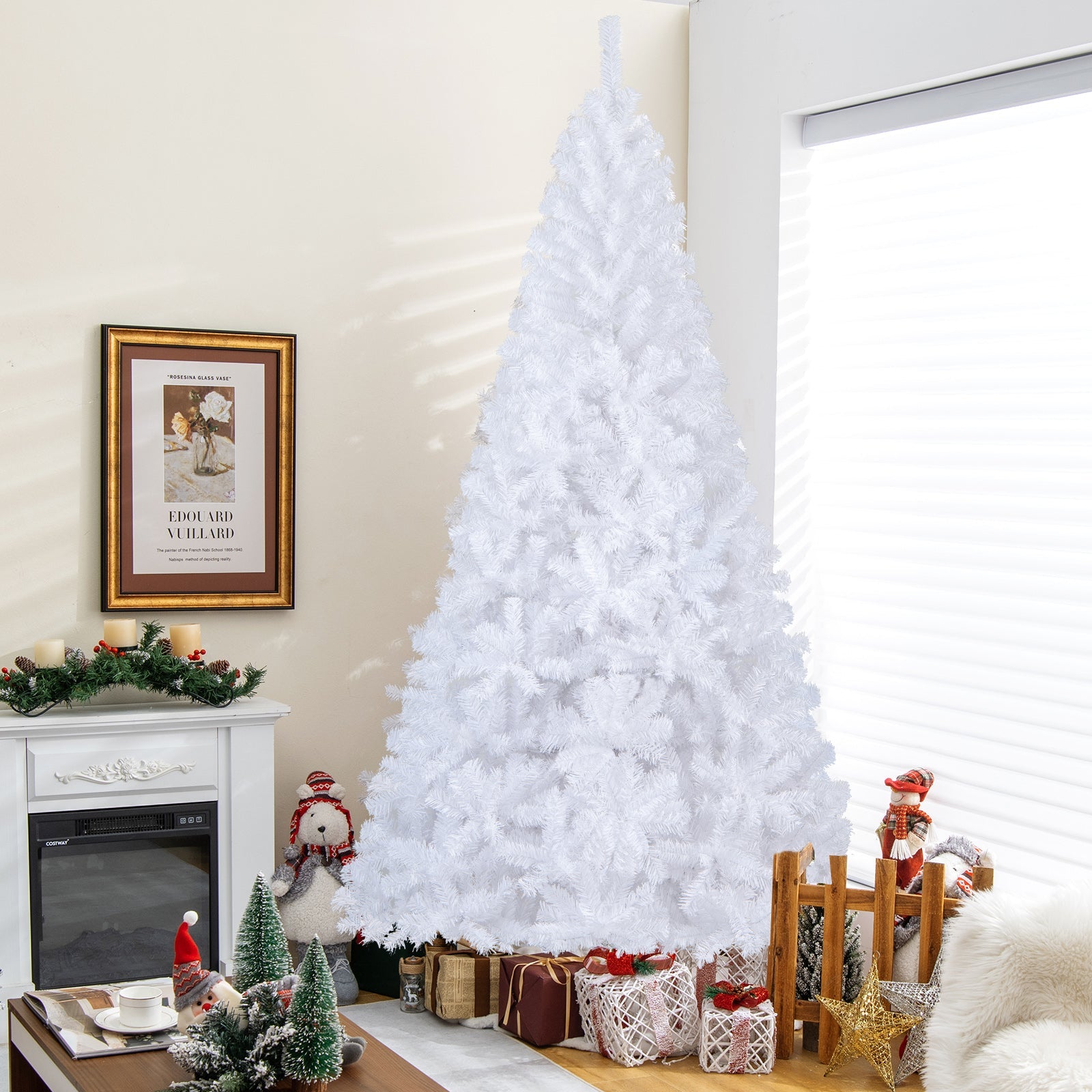 8 ft White Artificial PVC Christmas Tree with Stand