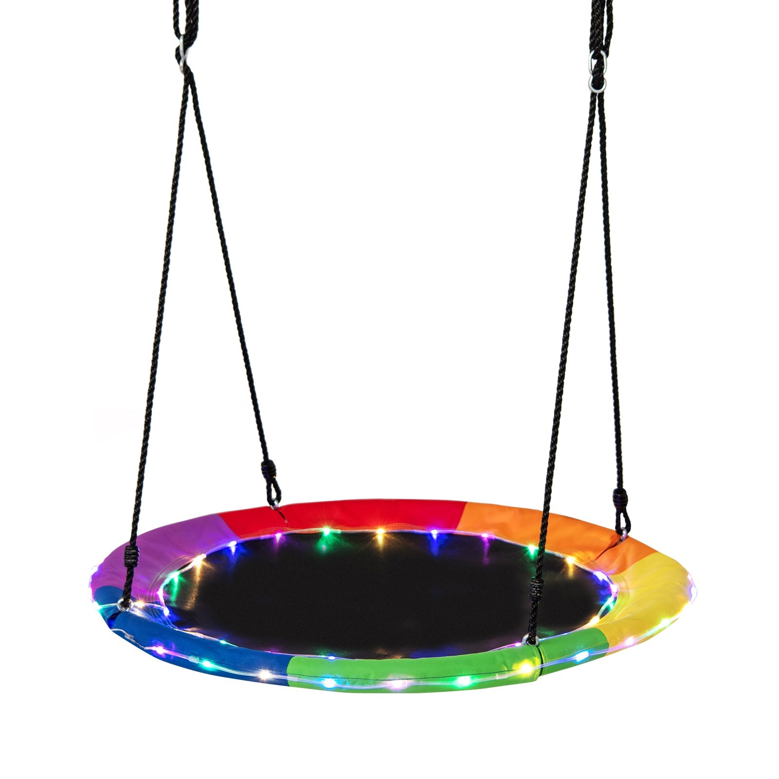 40 Inches Saucer Tree Swing Round with Lights for Kids and Adults