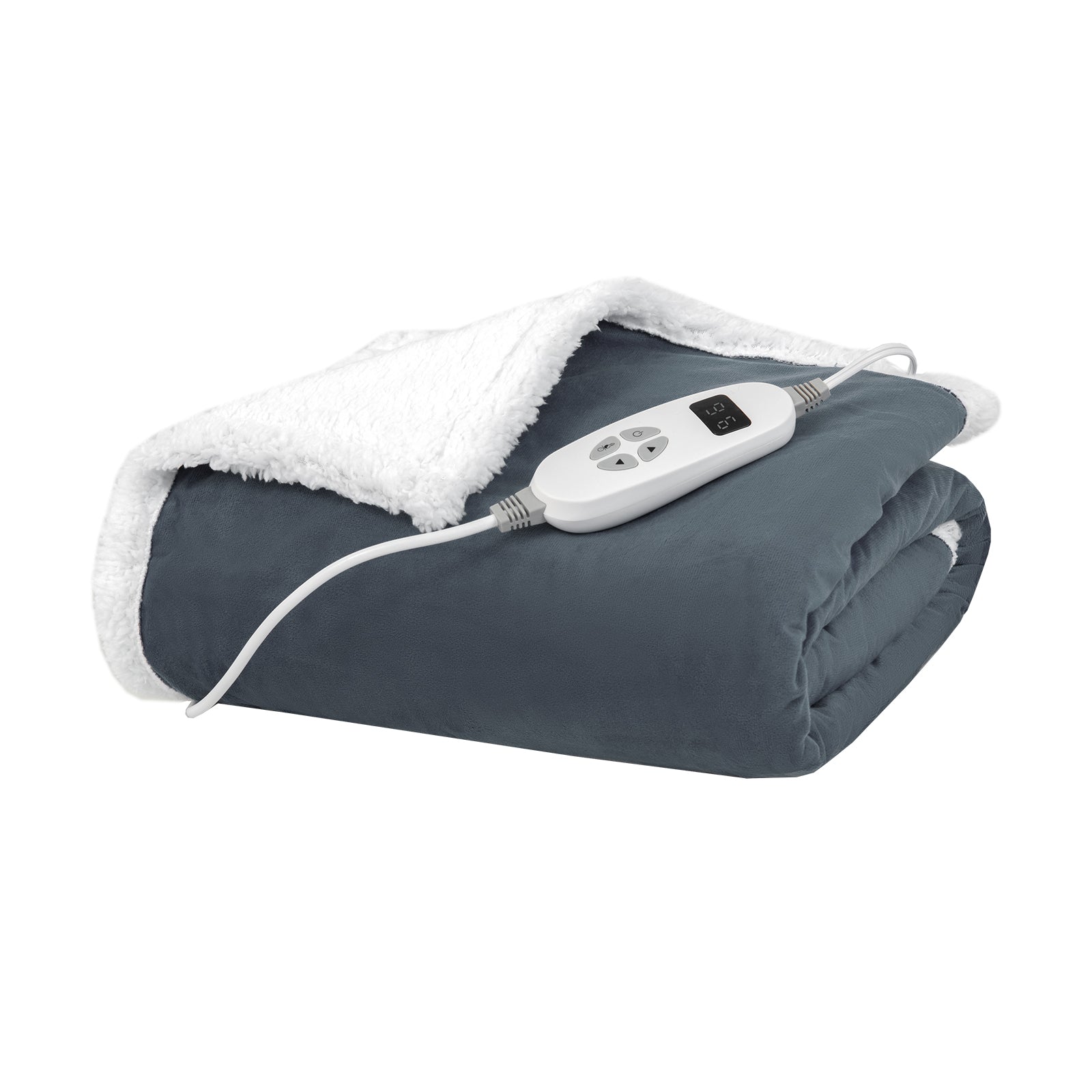 Electric Heated Blanket Throw Reversible Flannel and Sherpa Blanket