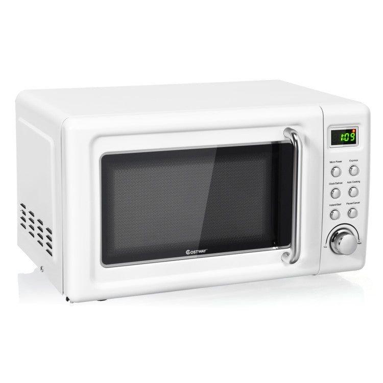 700W Retro Countertop Microwave Oven with 5 Micro Power and Auto Cooking Function