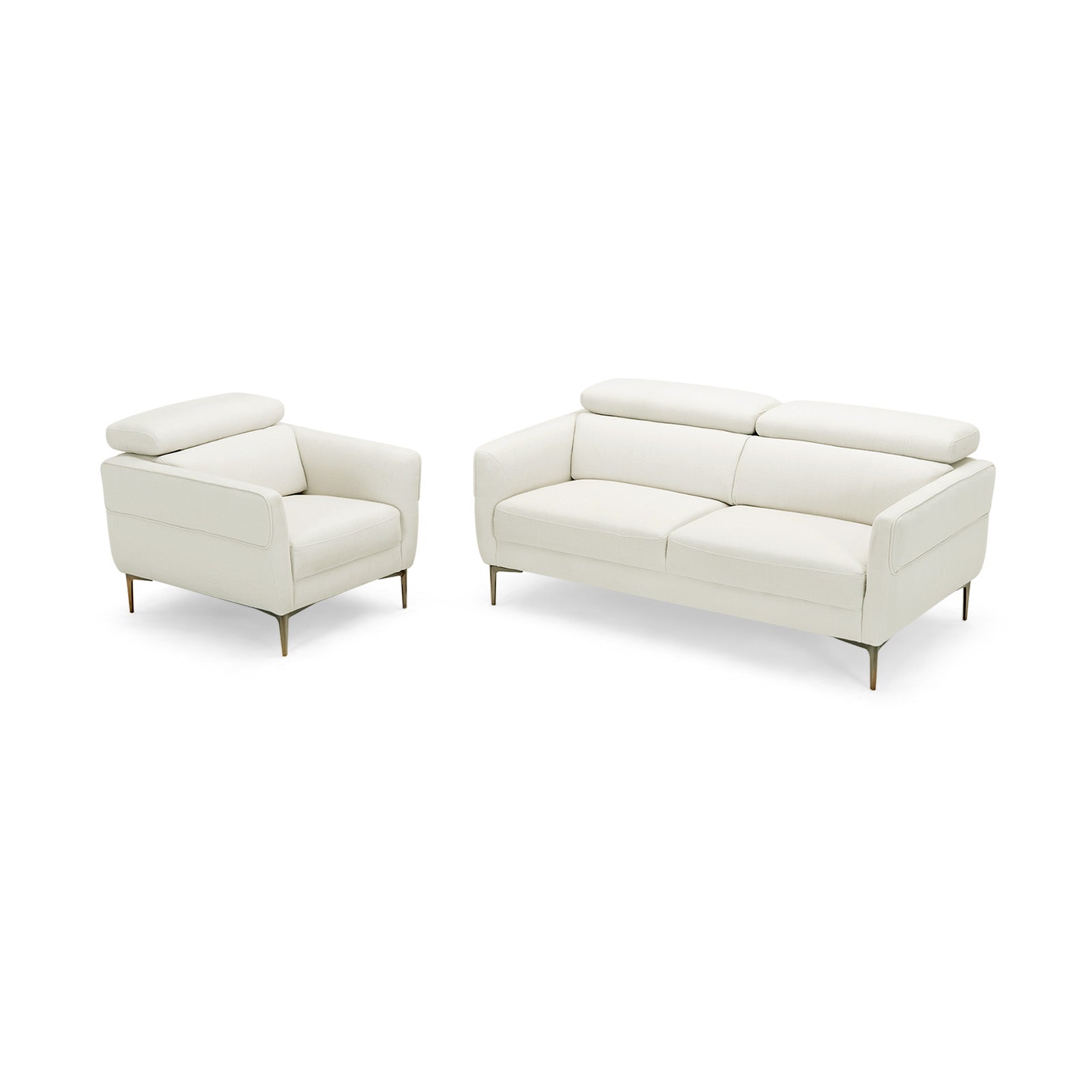 Modern Upholstered Single Sofa with Adjustable Headrest