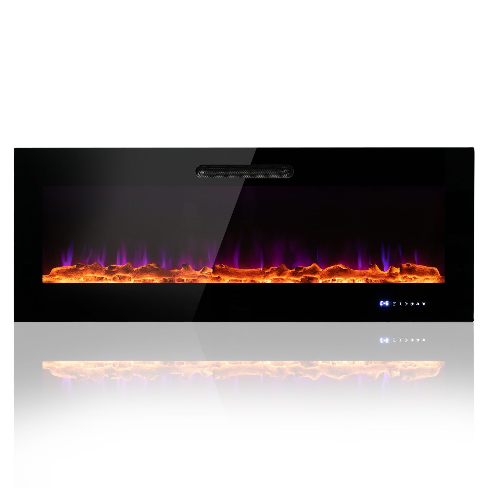 50/60 Inch Wall Mounted Recessed Electric Fireplace with Decorative Crystal and Log