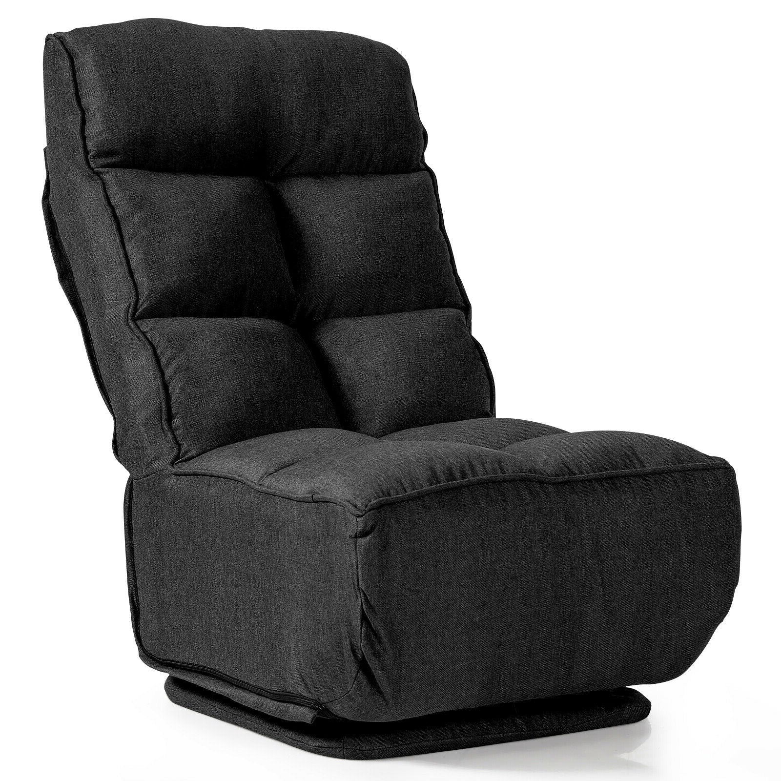 360-Degree Swivel Folding Floor Chair with 6 Adjustable Positions
