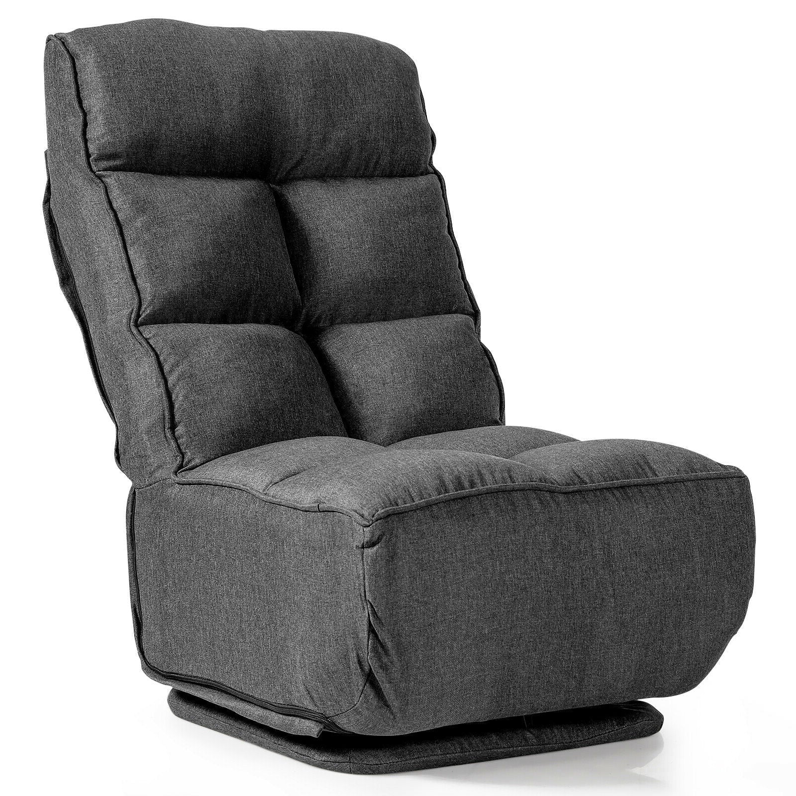 360-Degree Swivel Folding Floor Chair with 6 Adjustable Positions