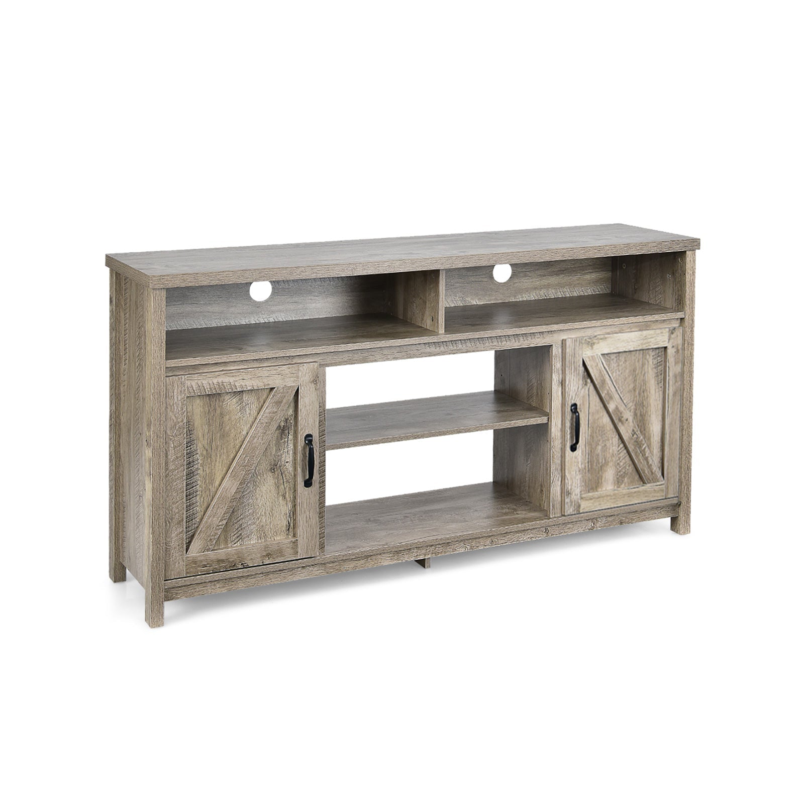59 Inch TV Stand Media Center Console Cabinet with Barn Door for TV's 65 Inch