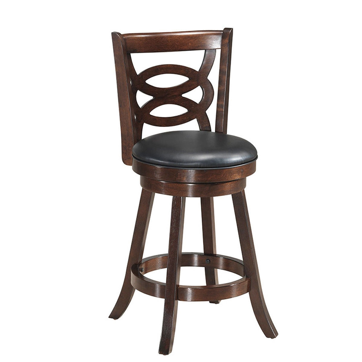 Counter Height Upholstered Espresso Swivel Dining Chair with Cushion Seat