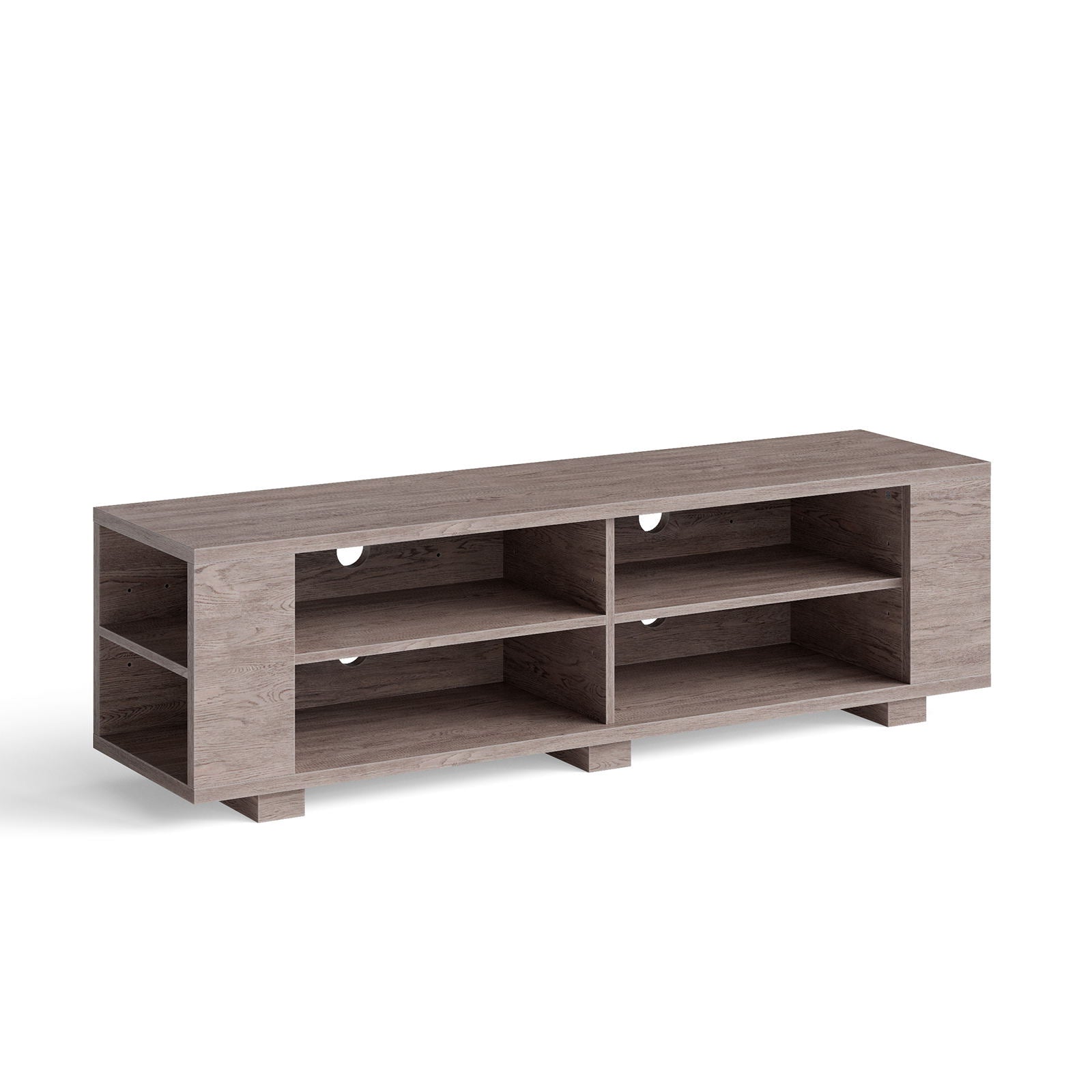 59 Inch Console Storage Entertainment Media Wood TV Stand-Walnut