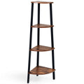 4-Tier Corner Shelf Metal Storage Rack Domestic Bookcase