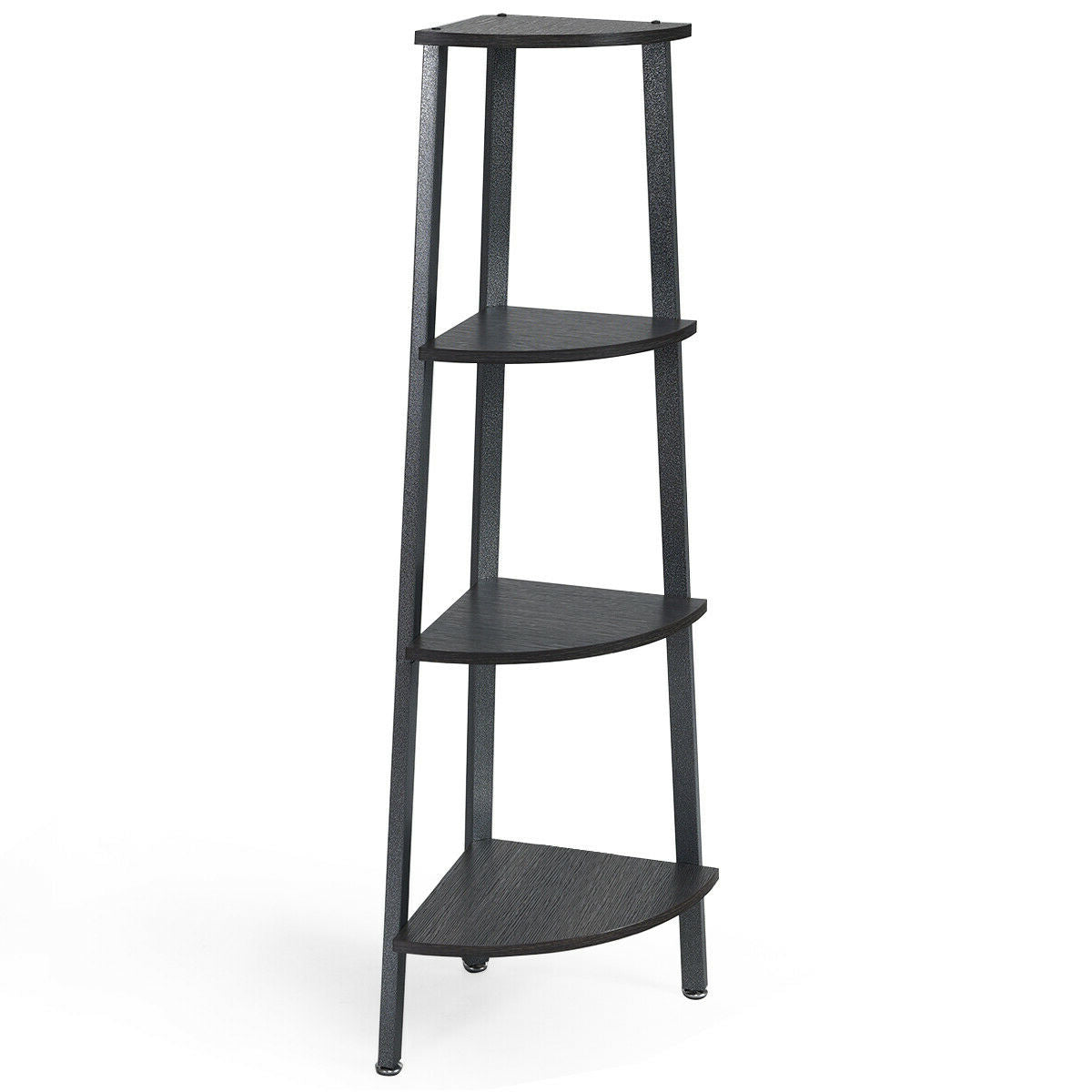 4-Tier Corner Shelf Metal Storage Rack Domestic Bookcase
