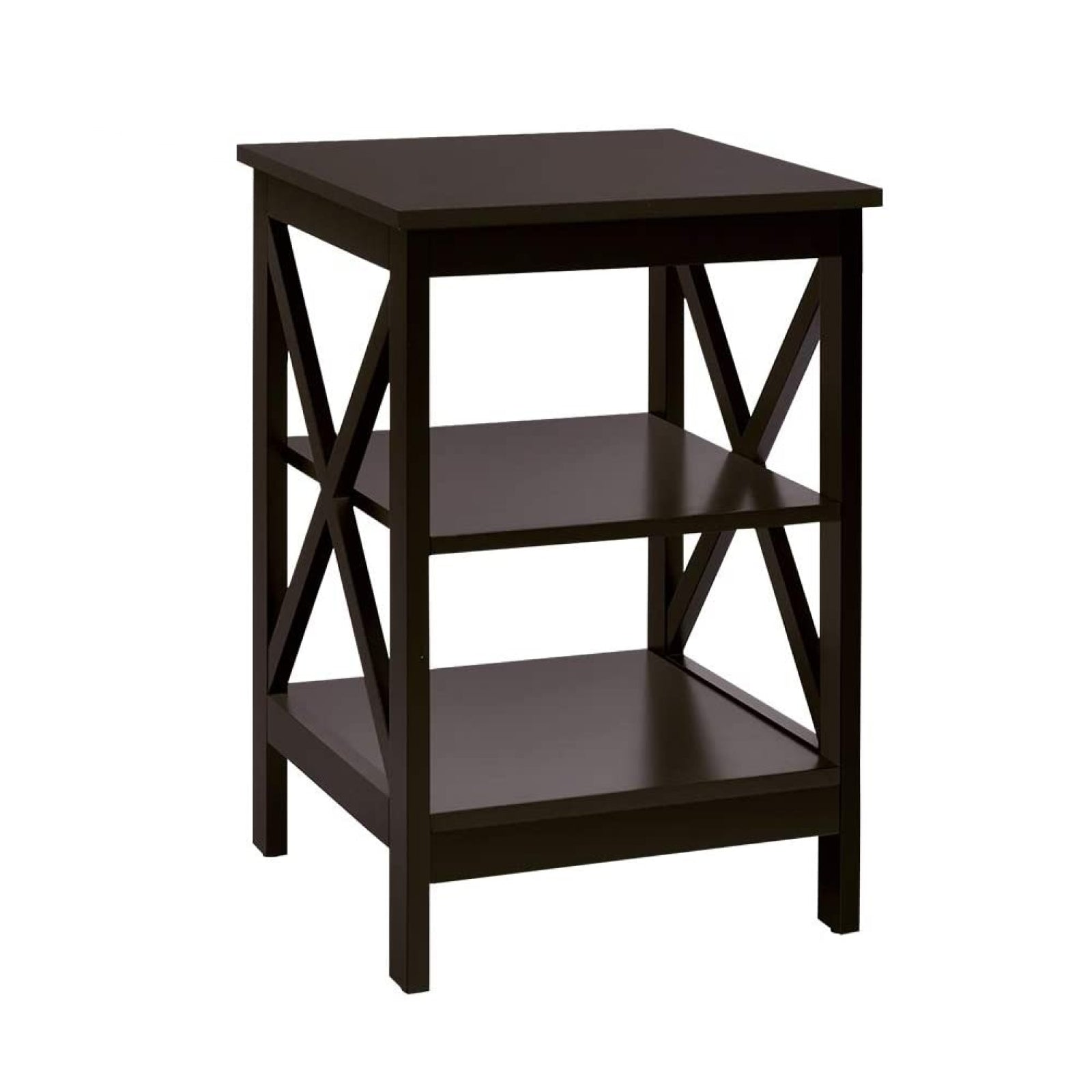3-Tier X-Design Nightstands with Storage Shelves for Living Room Bedroom