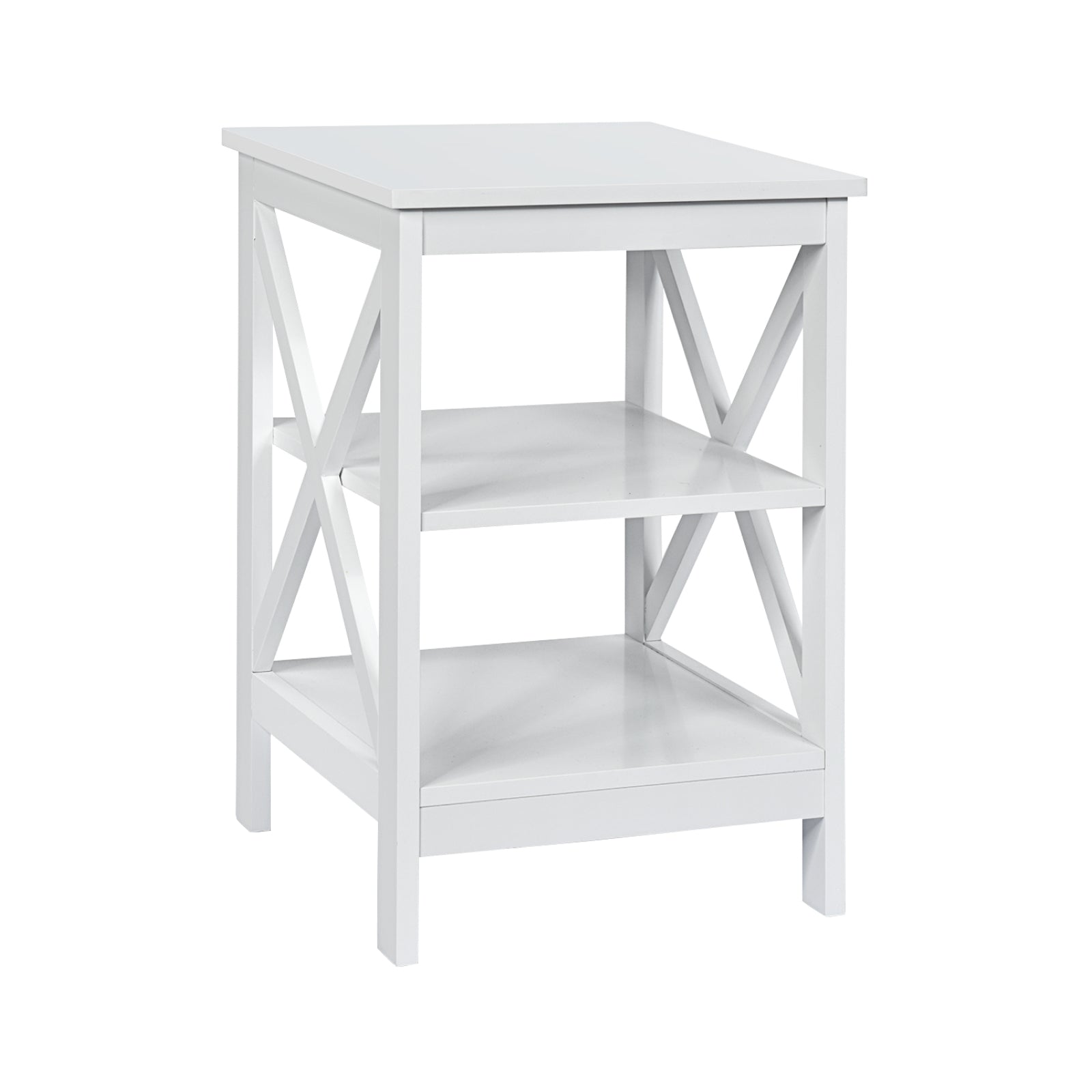 3-Tier X-Design Nightstands with Storage Shelves for Living Room Bedroom