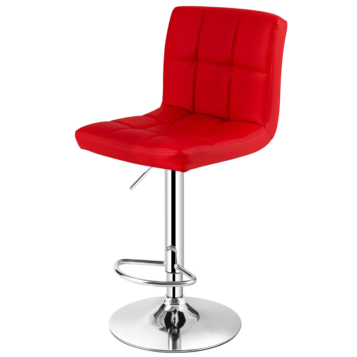Adjustable Swivel Bar Stool with PU Leather-Brown