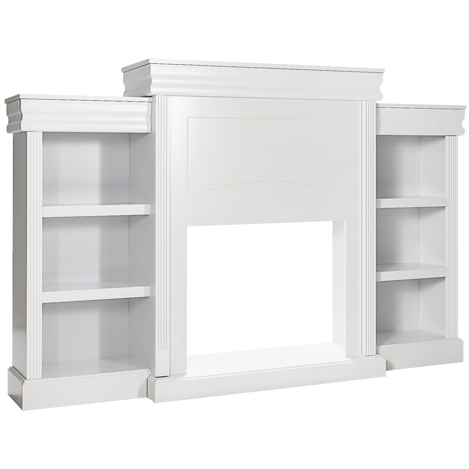 70 Inch Modern Fireplace Media Entertainment Center with Bookcase