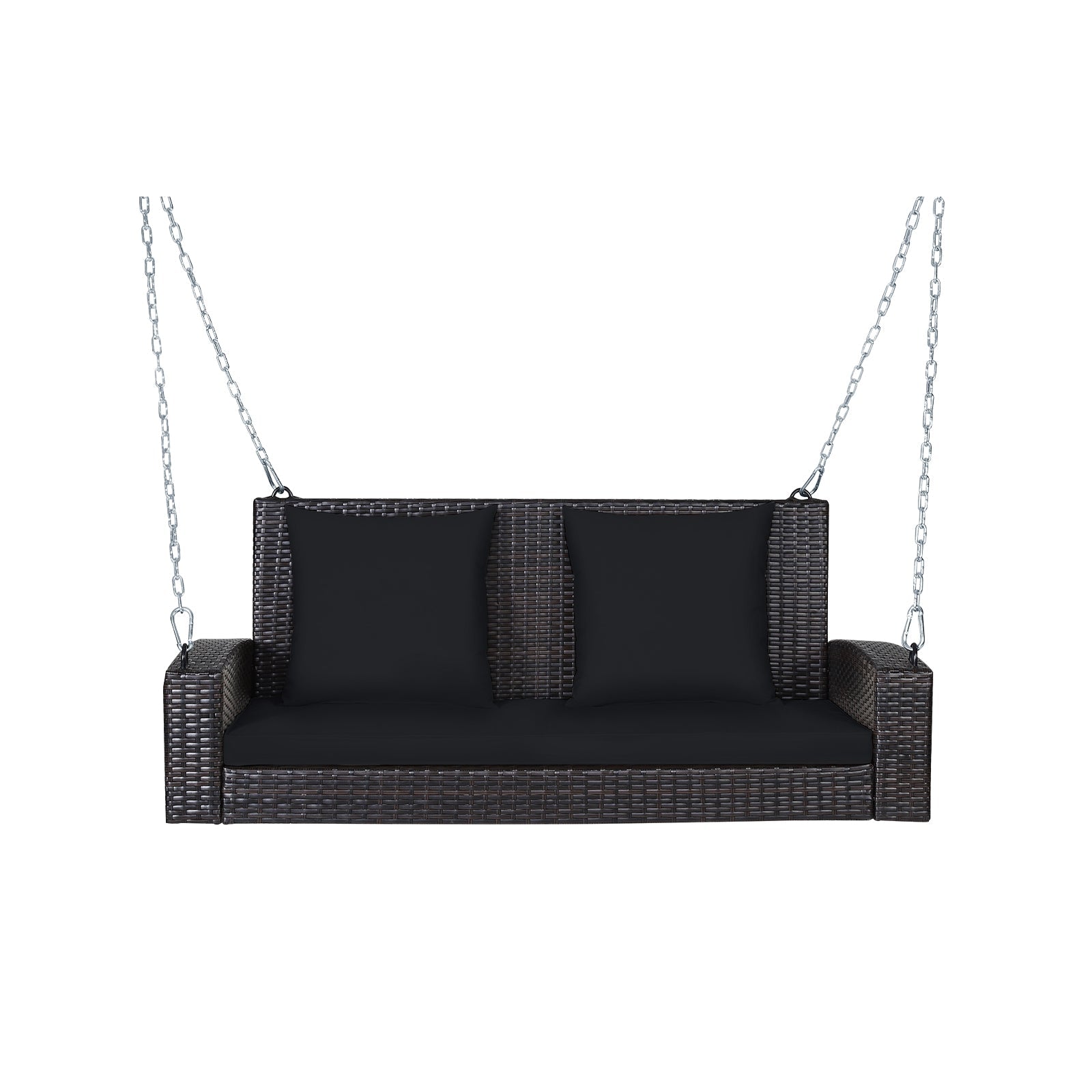 2-Person Patio Rattan Porch Swing with Cushions