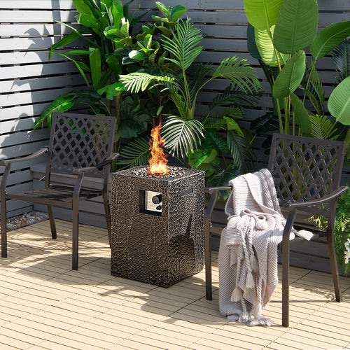 16 Feet Square Outdoor Propane Fire Pit with Lava Rocks Waterproof Cover 30000 BTU