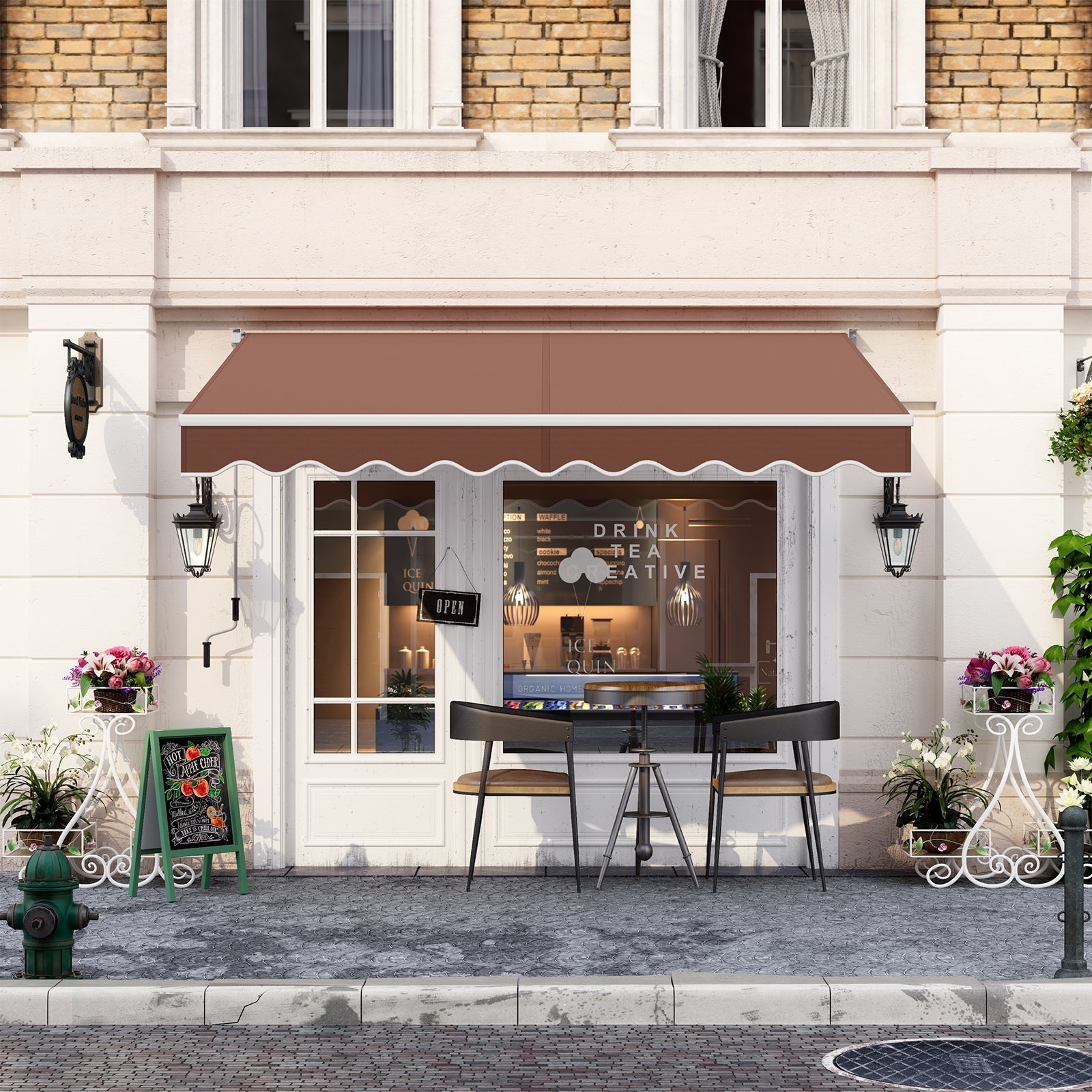 8 x 6.6 Feet Patio Retractable Awning with Manual Crank Handle