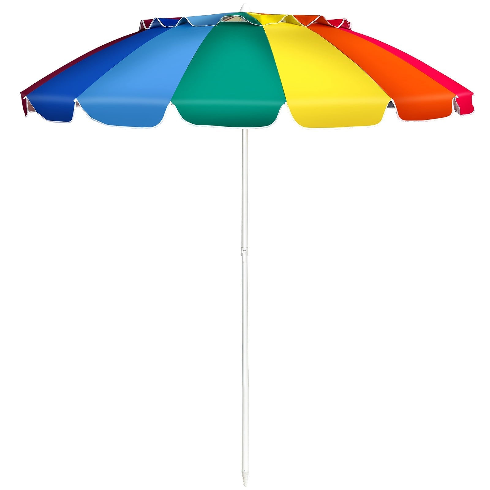 8FT Portable Beach Umbrella with Sand Anchor and Tilt Mechanism for Garden and Patio